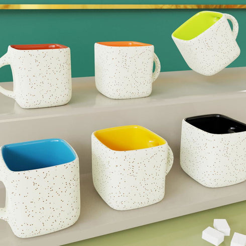 Set of 6 Ceramic Tea Cups - White Matte - The Earth Store - Cup Sets